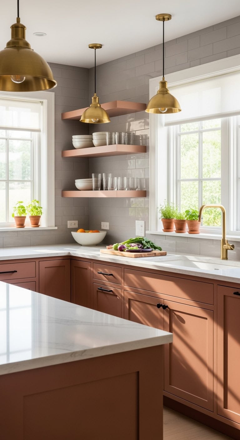 warm modern terracotta kitchen cabinets
