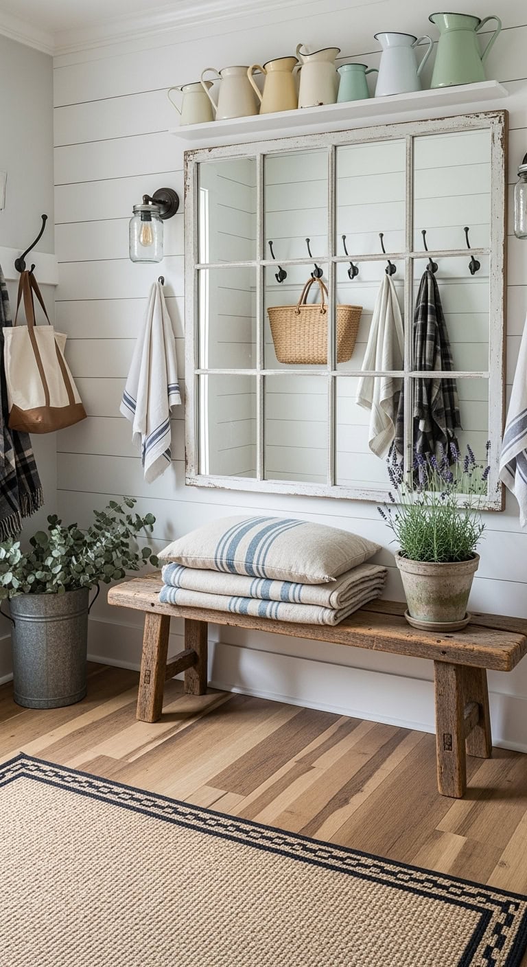 weathered vintage window frame mirrors