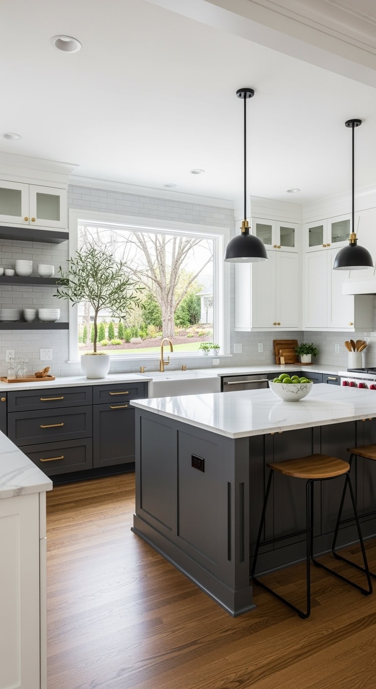 contrasting color kitchen cabinet schemes