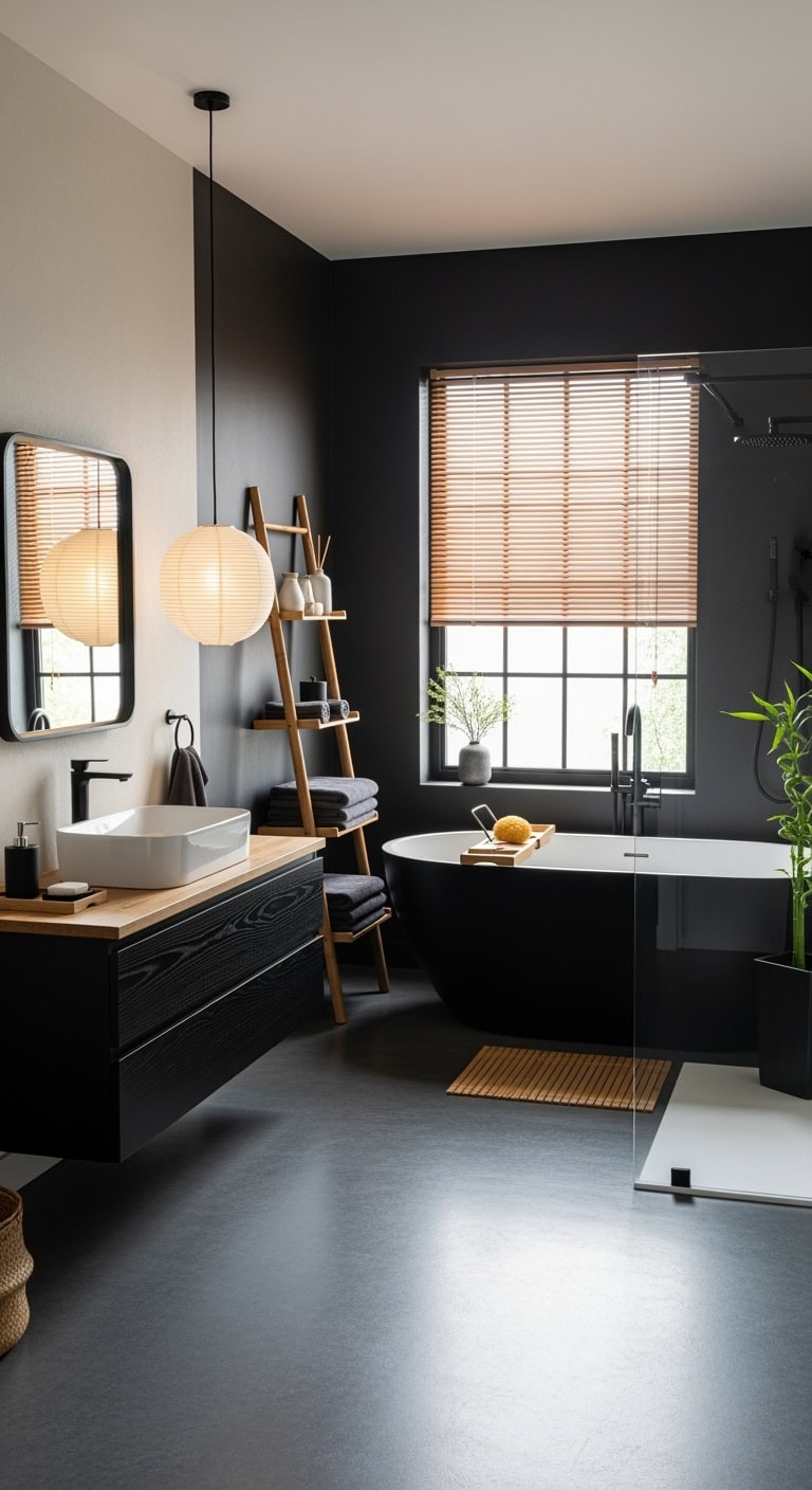 minimalist black bamboo spa