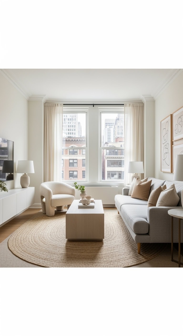 neutral minimalist living room