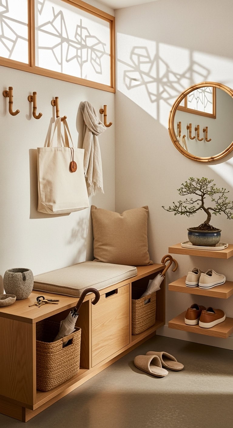 zen inspired minimalist entryway design