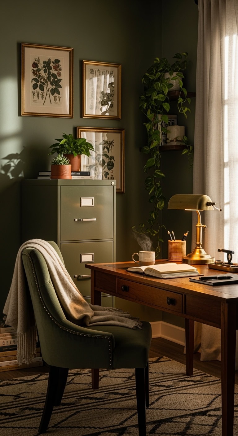 vintage olive filing cabinet sophistication highlight
