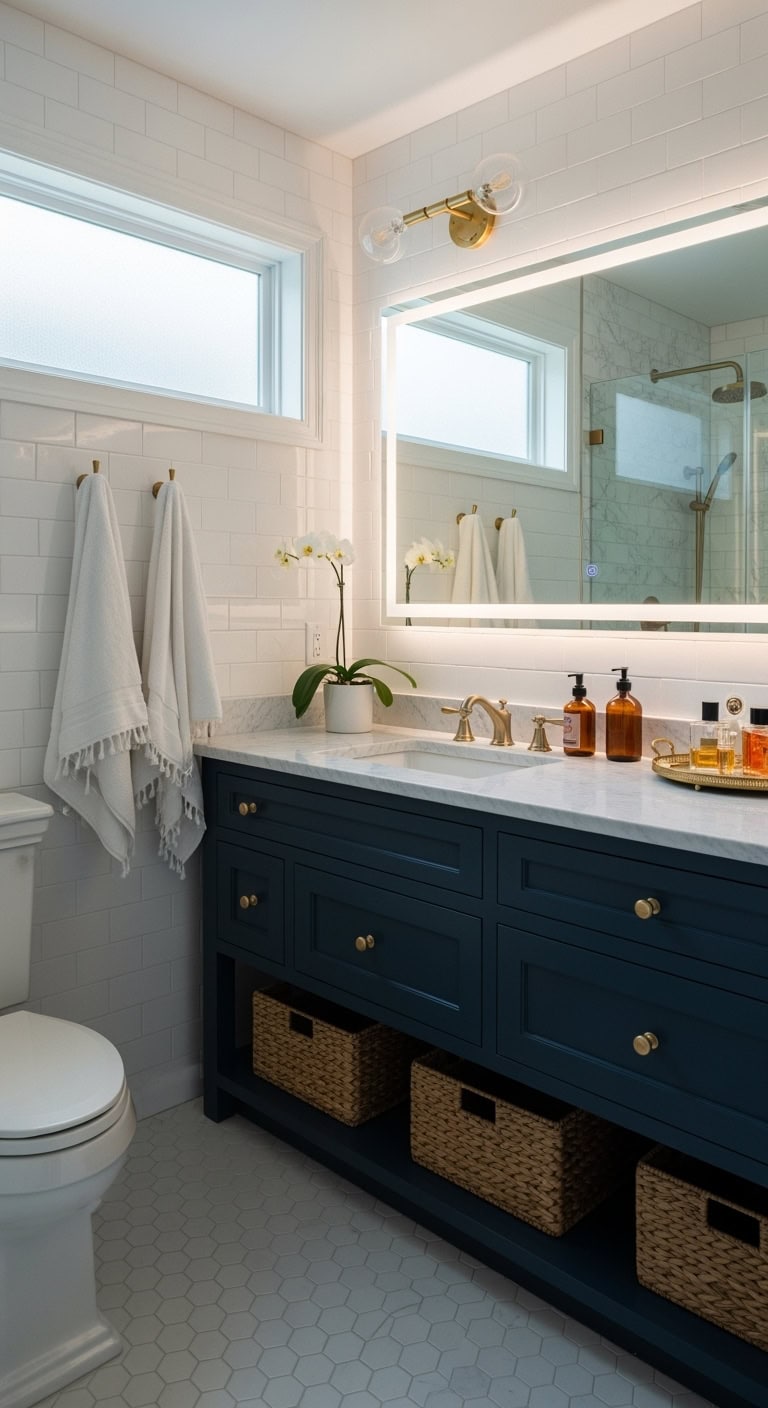 moody sophisticated bathroom vanity transformation