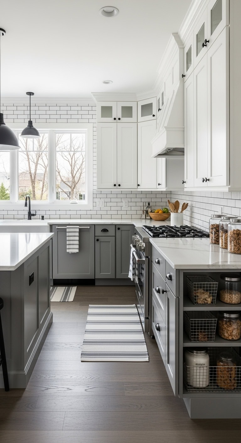 white subway tiles dark grout