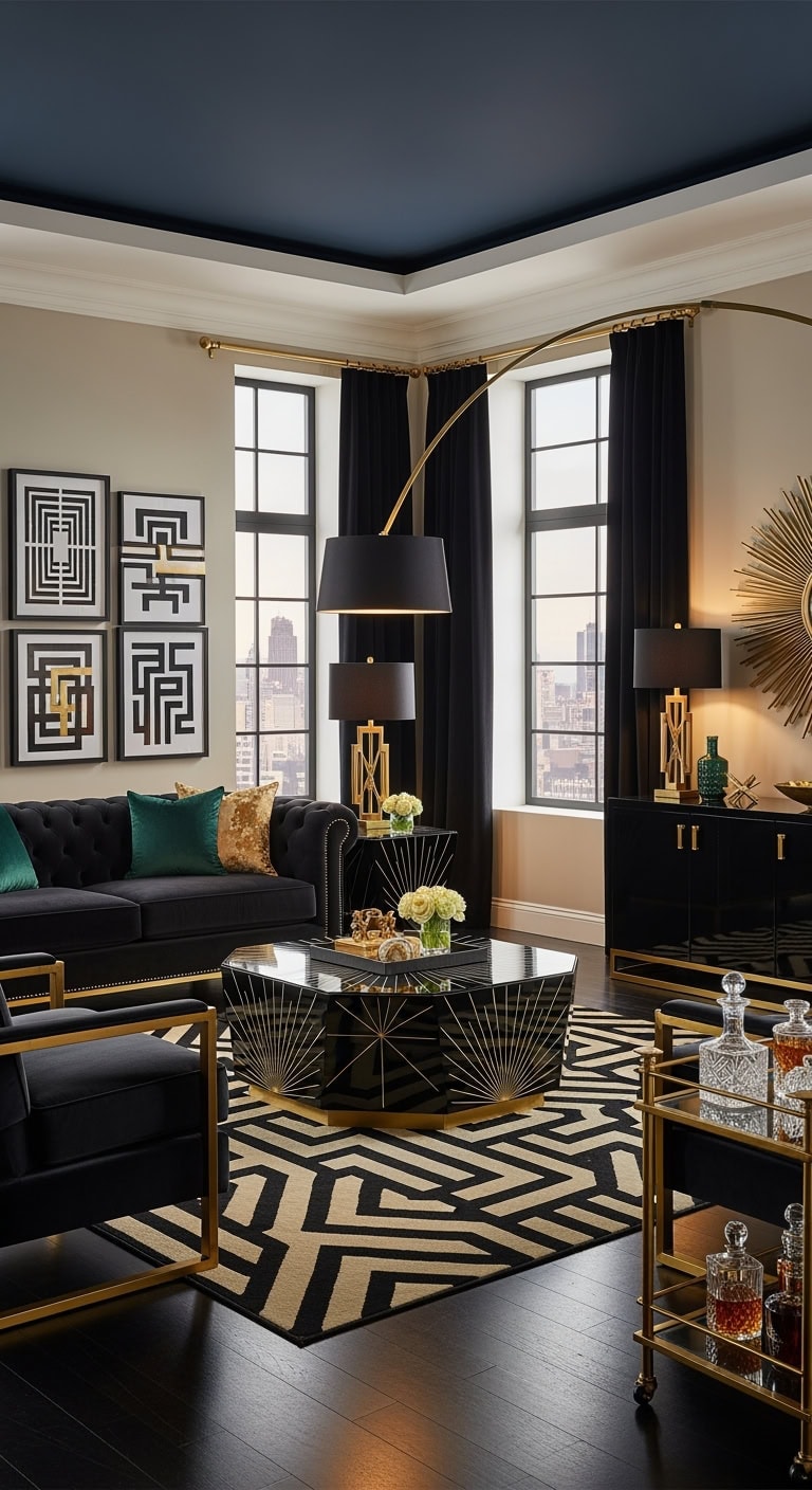 black lacquer brass geometry