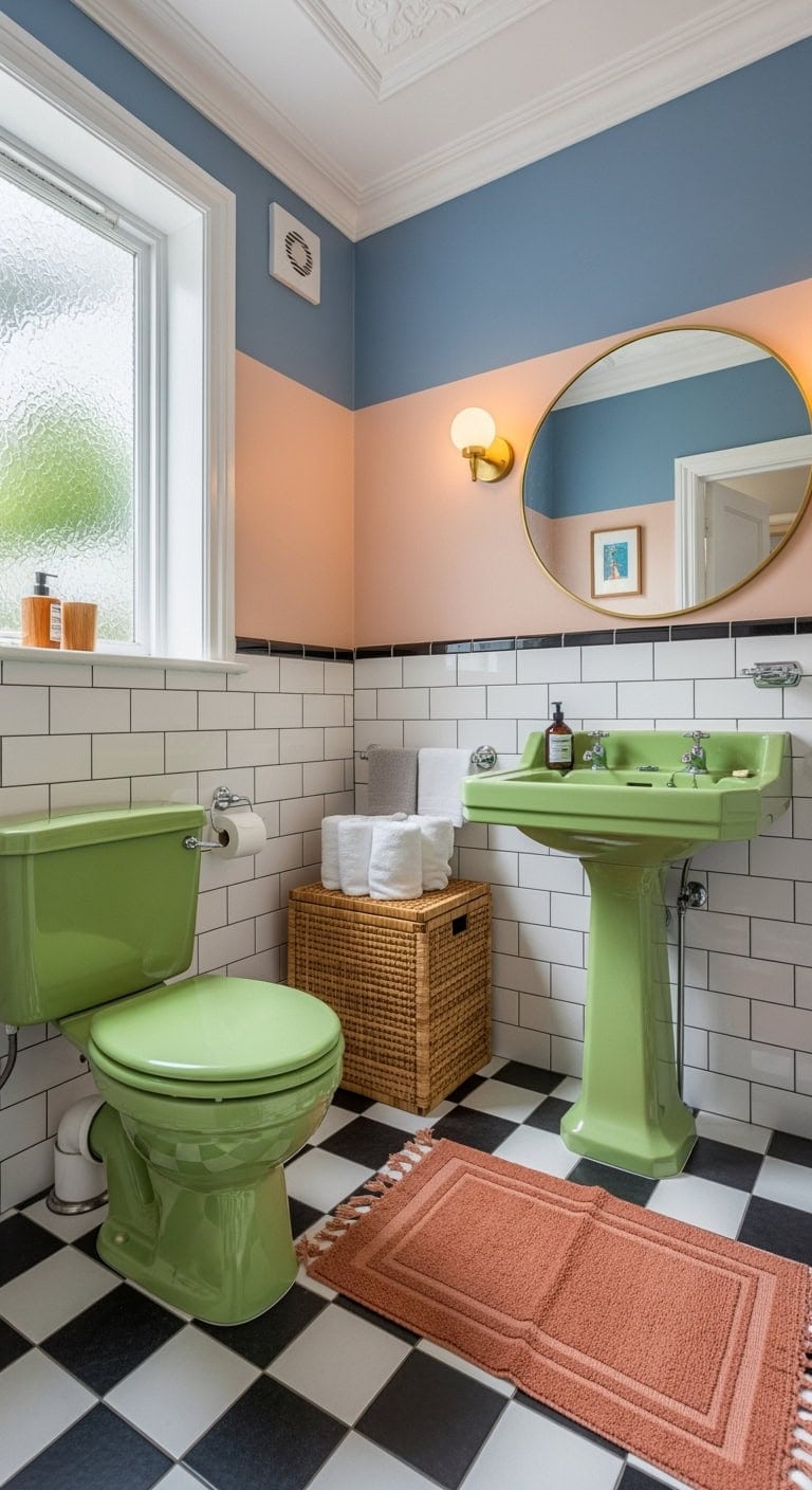 restored avocado mid century fixtures