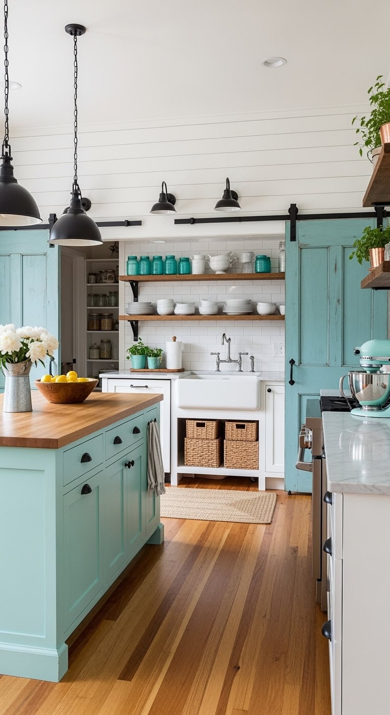 coastal farmhouse kitchen vibes