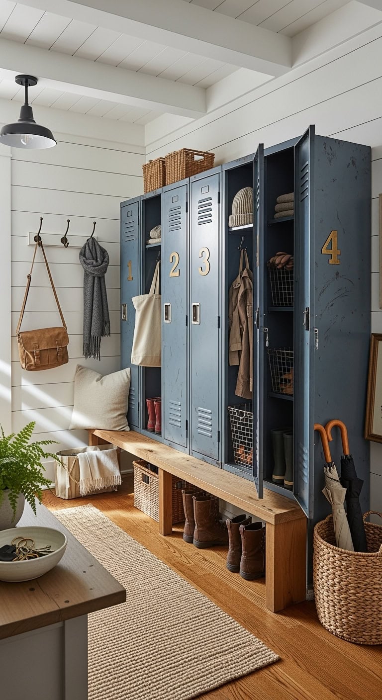 organized vintage industrial locker style