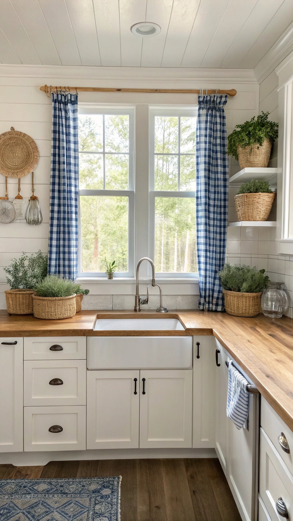 gingham curtains for farmhouse charm