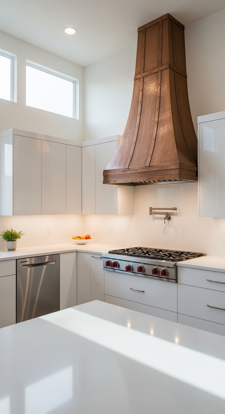 sculptural range hood dramatic focal point