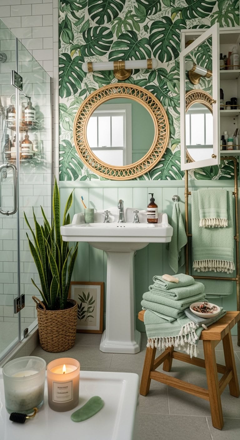 lush tropical chic bathroom sanctuary