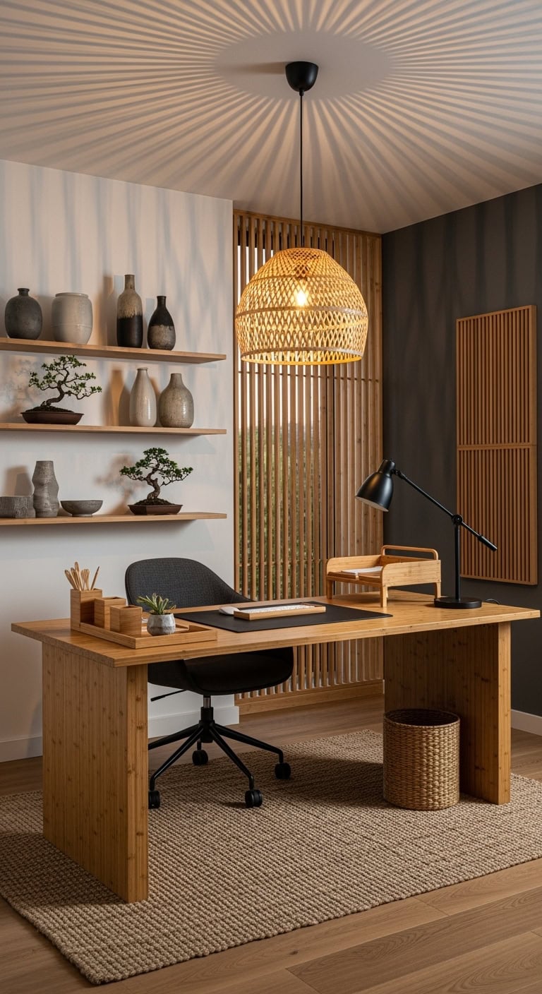 bamboo accented modern minimalist workspace
