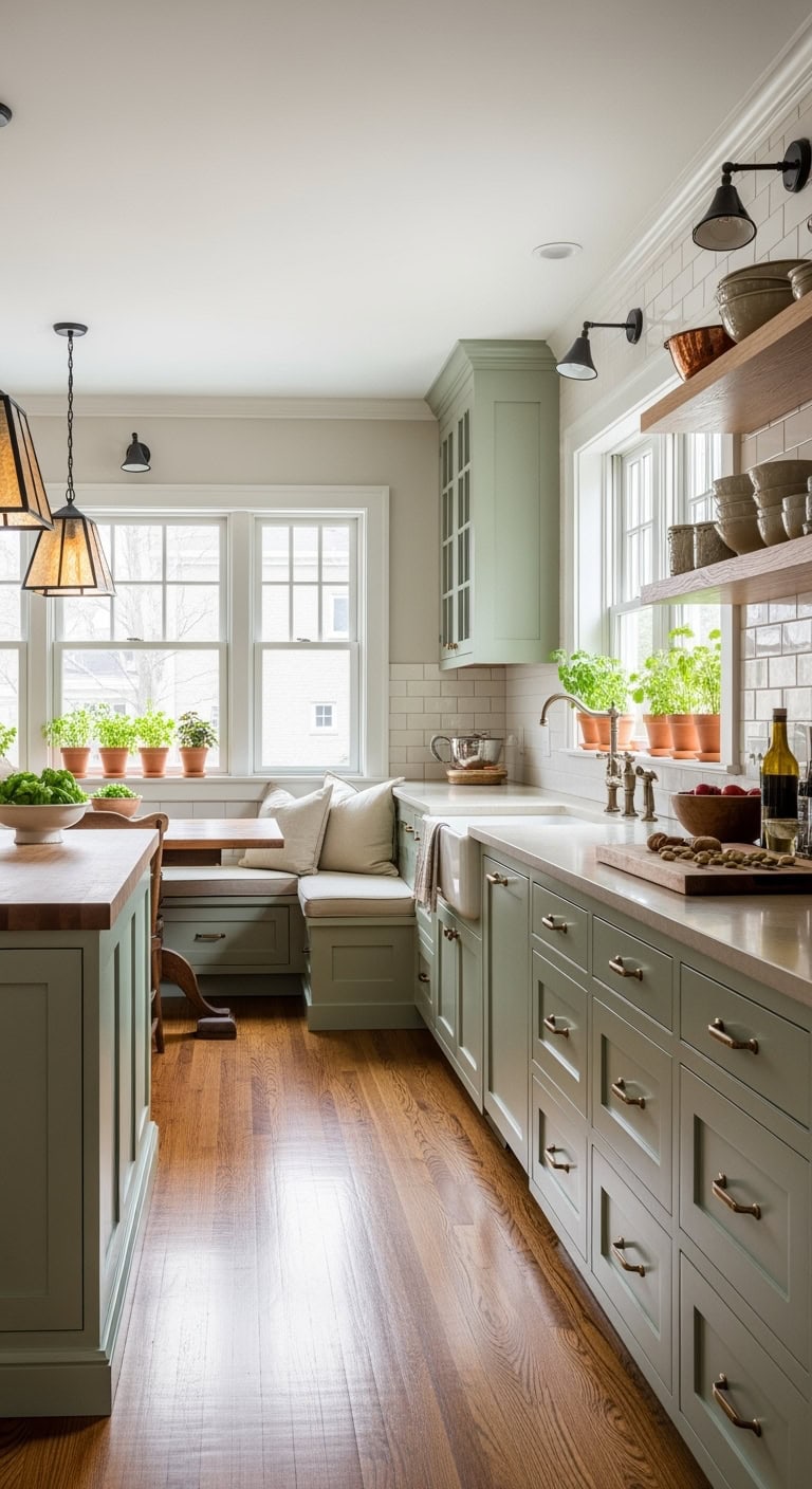 craftsman style pistachio kitchen